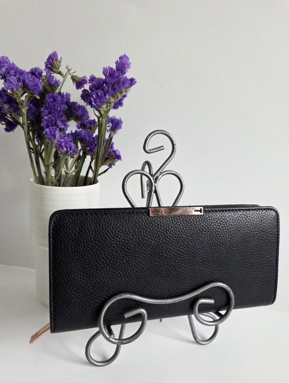 Ted Baker London Black Leather Zip Around Long Wallet With Rose Gold Hardware - Picture 5 of 16